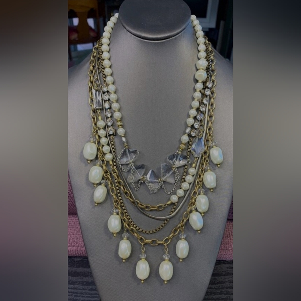 Vintage KR by Silpada Pearls Swarovski Crystals Necklace